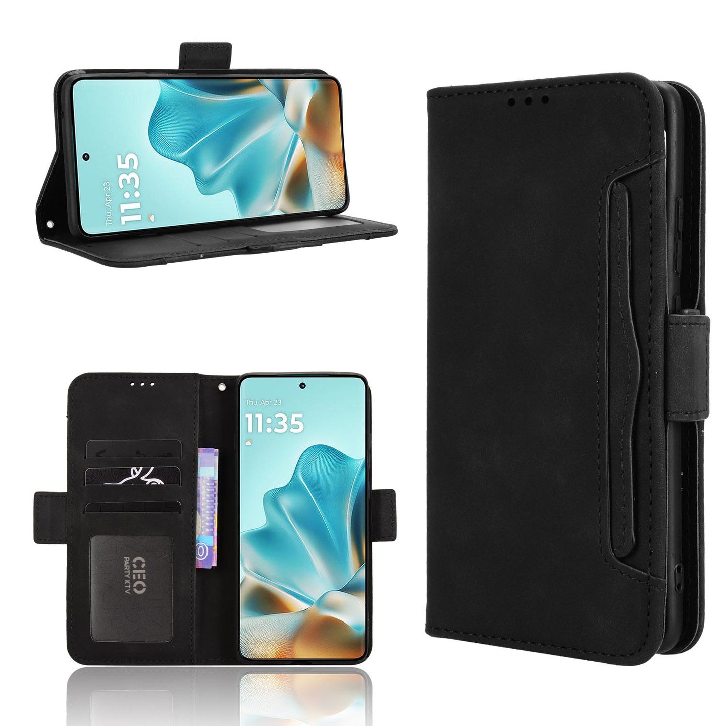 Motorola Edge 60 Fusion Skin Feel PU Leather Wallet Phone Case with Card Slots, Cash Pocket, Magnetic Closure, Built-In Stand, Full Protection TPU Cover