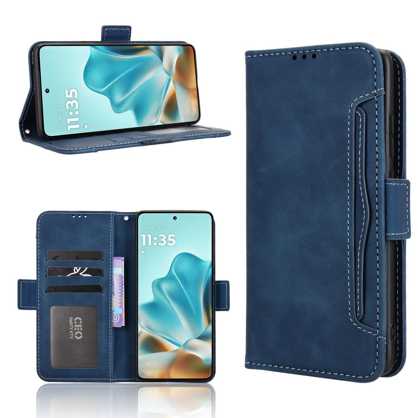 Motorola Edge 60 Fusion Skin Feel PU Leather Wallet Phone Case with Card Slots, Cash Pocket, Magnetic Closure, Built-In Stand, Full Protection TPU Cover
