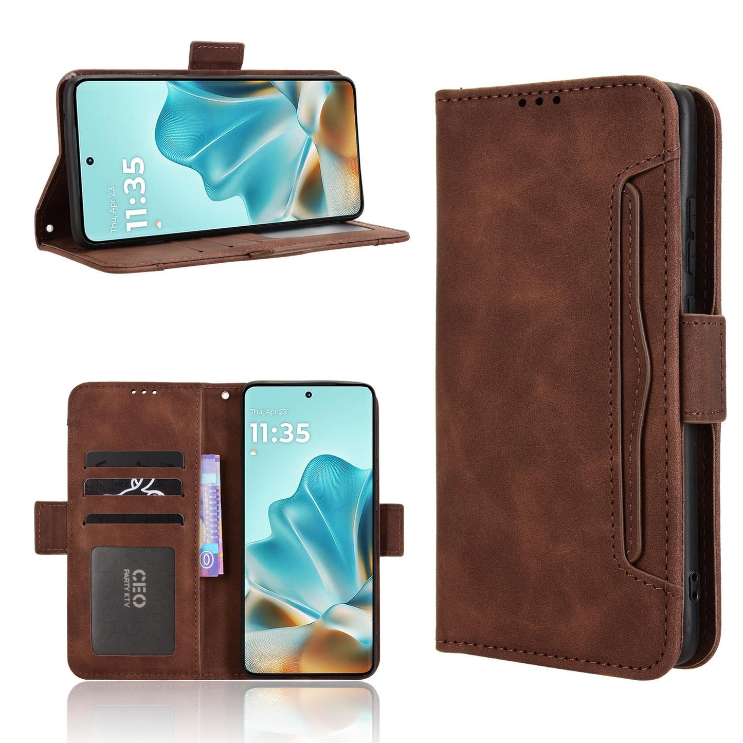 Motorola Edge 60 Fusion Skin Feel PU Leather Wallet Phone Case with Card Slots, Cash Pocket, Magnetic Closure, Built-In Stand, Full Protection TPU Cover