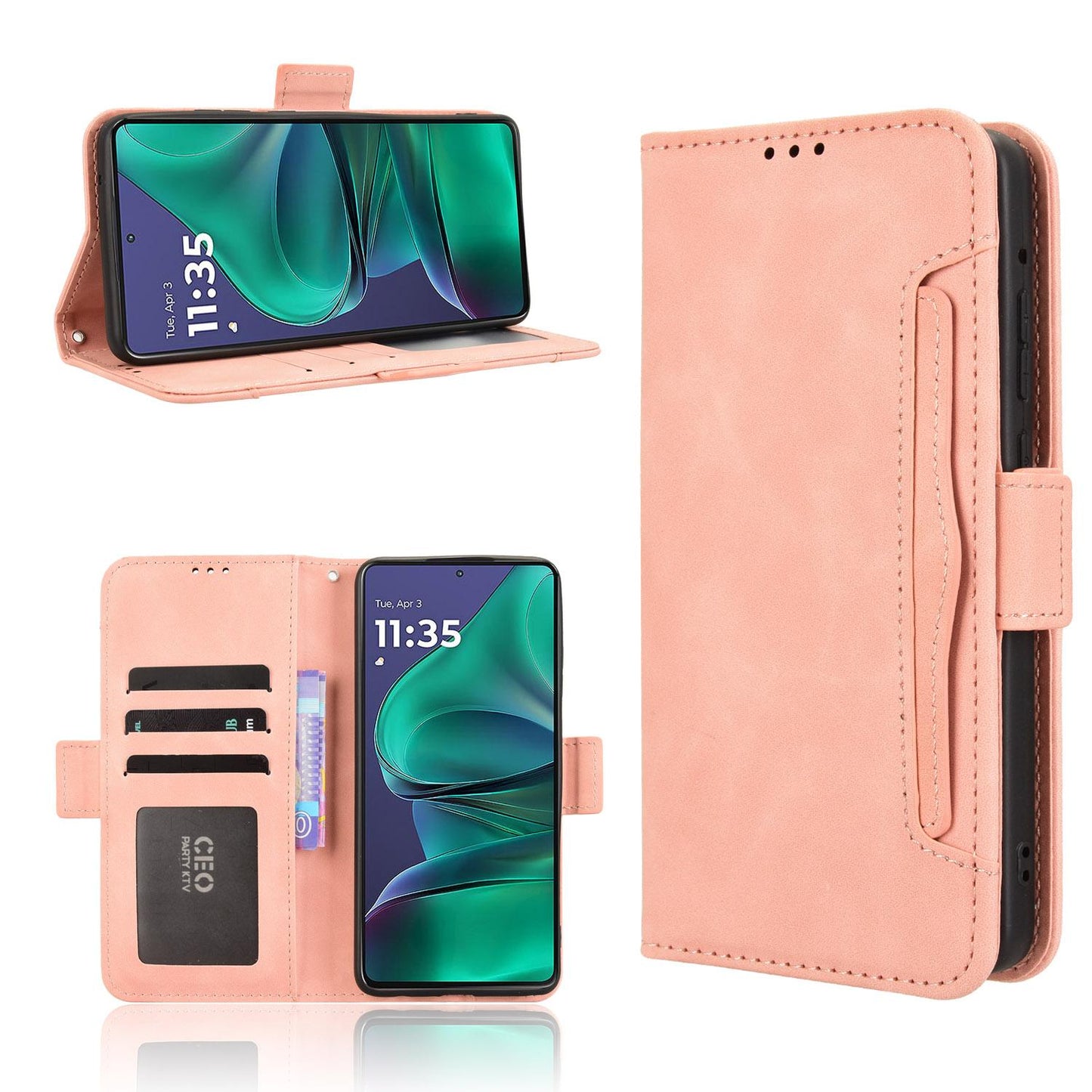 Motorola Moto G Stylus 5G 2025 Skin Feel PU Leather Wallet Phone Case with Card Slots, Cash Pocket, Magnetic Closure, Built-In Stand, Full Protection TPU Cover