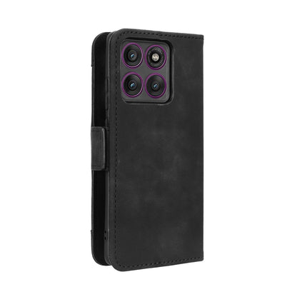 Motorola Edge 60 Pro Skin Feel PU Leather Wallet Phone Case with Card Slots, Cash Pocket, Magnetic Closure, Built-In Stand, Full Protection TPU Cover