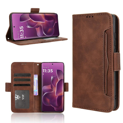 Motorola Edge 60 Pro Skin Feel PU Leather Wallet Phone Case with Card Slots, Cash Pocket, Magnetic Closure, Built-In Stand, Full Protection TPU Cover