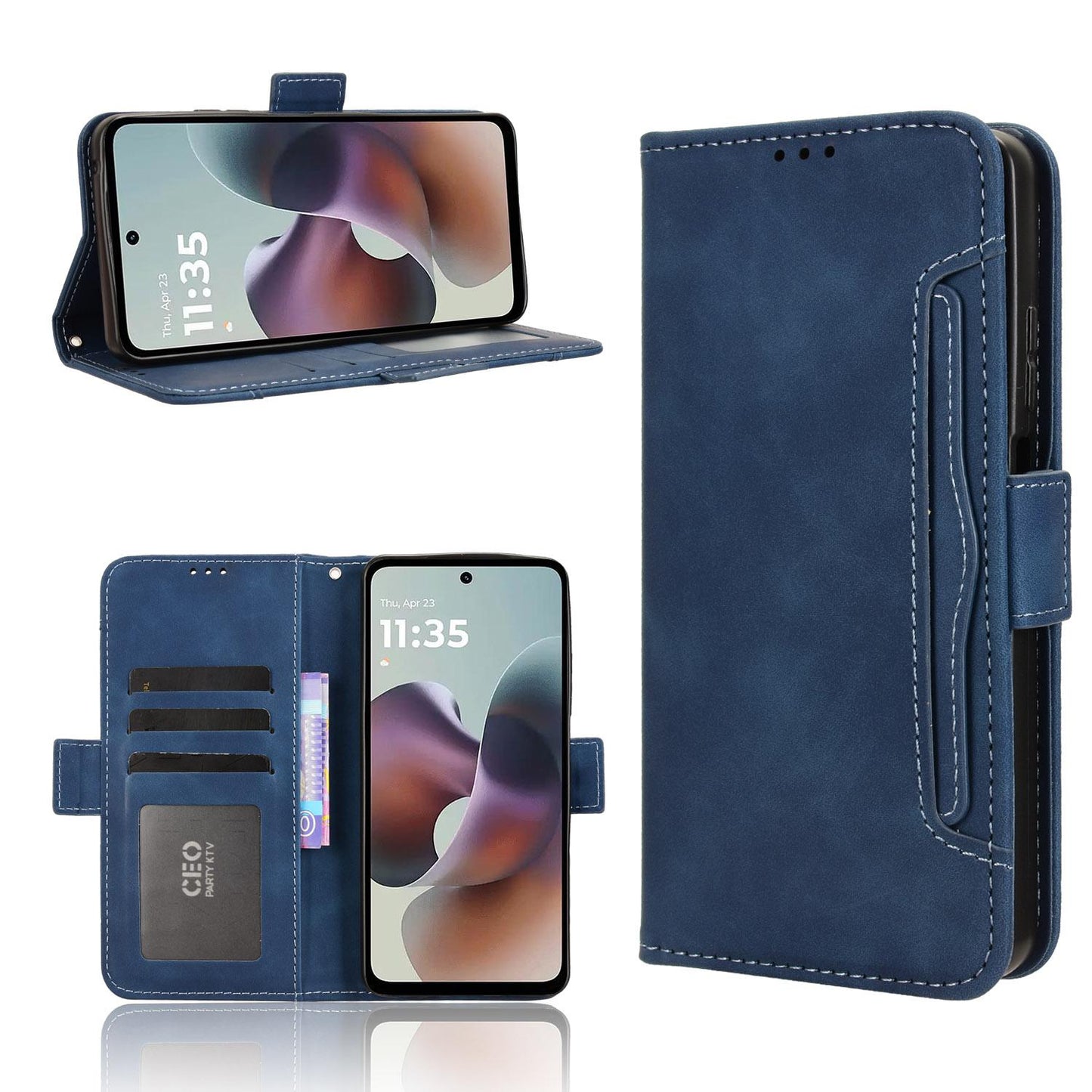 Motorola Moto G66y 5G Skin Feel PU Leather Wallet Phone Case with Card Slots, Cash Pocket, Magnetic Closure, Built-In Stand, Full Protection TPU Cover