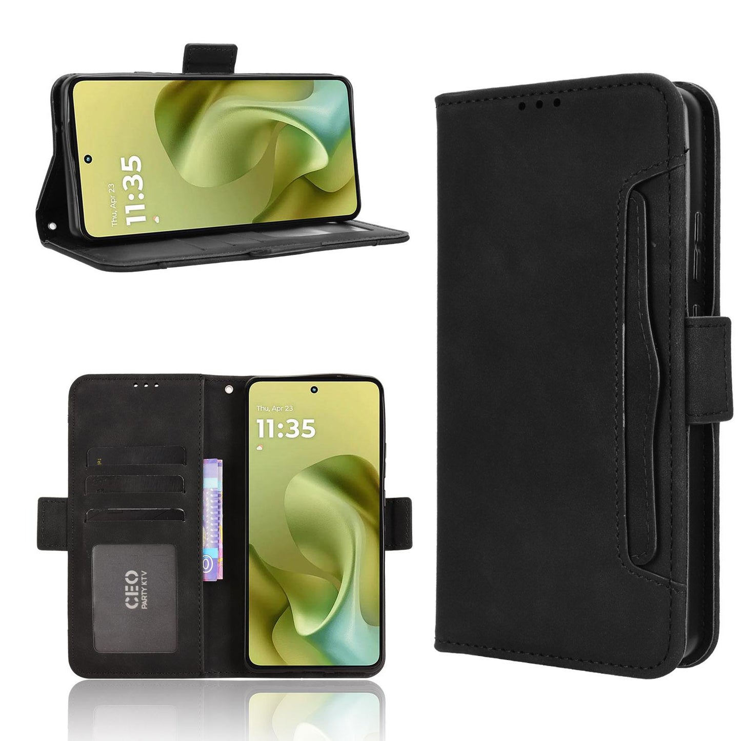 Motorola Moto G86 5G Skin Feel PU Leather Wallet Phone Case with Card Slots, Cash Pocket, Magnetic Closure, Built-In Stand, Full Protection TPU Cover