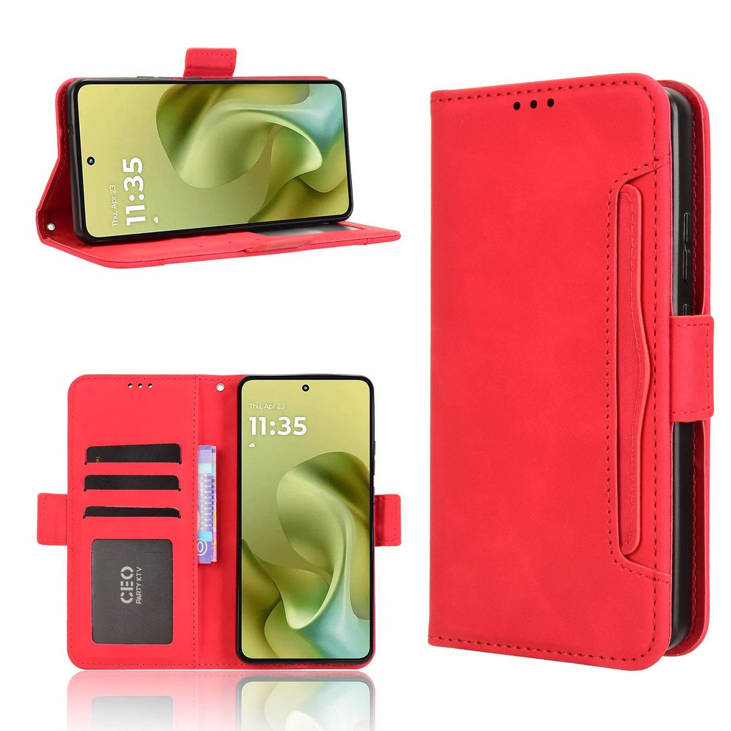 Motorola Moto G86 5G Skin Feel PU Leather Wallet Phone Case with Card Slots, Cash Pocket, Magnetic Closure, Built-In Stand, Full Protection TPU Cover