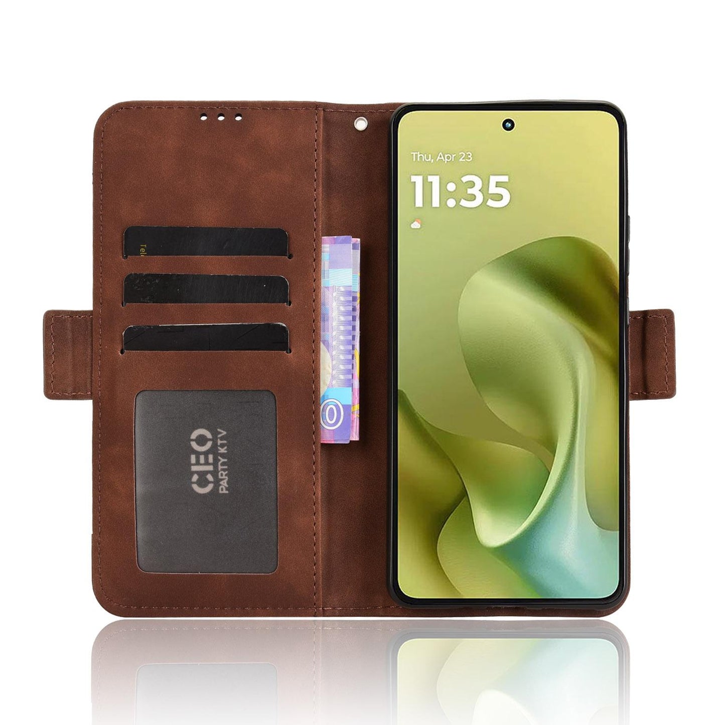 Motorola Moto G86 5G Skin Feel PU Leather Wallet Phone Case with Card Slots, Cash Pocket, Magnetic Closure, Built-In Stand, Full Protection TPU Cover