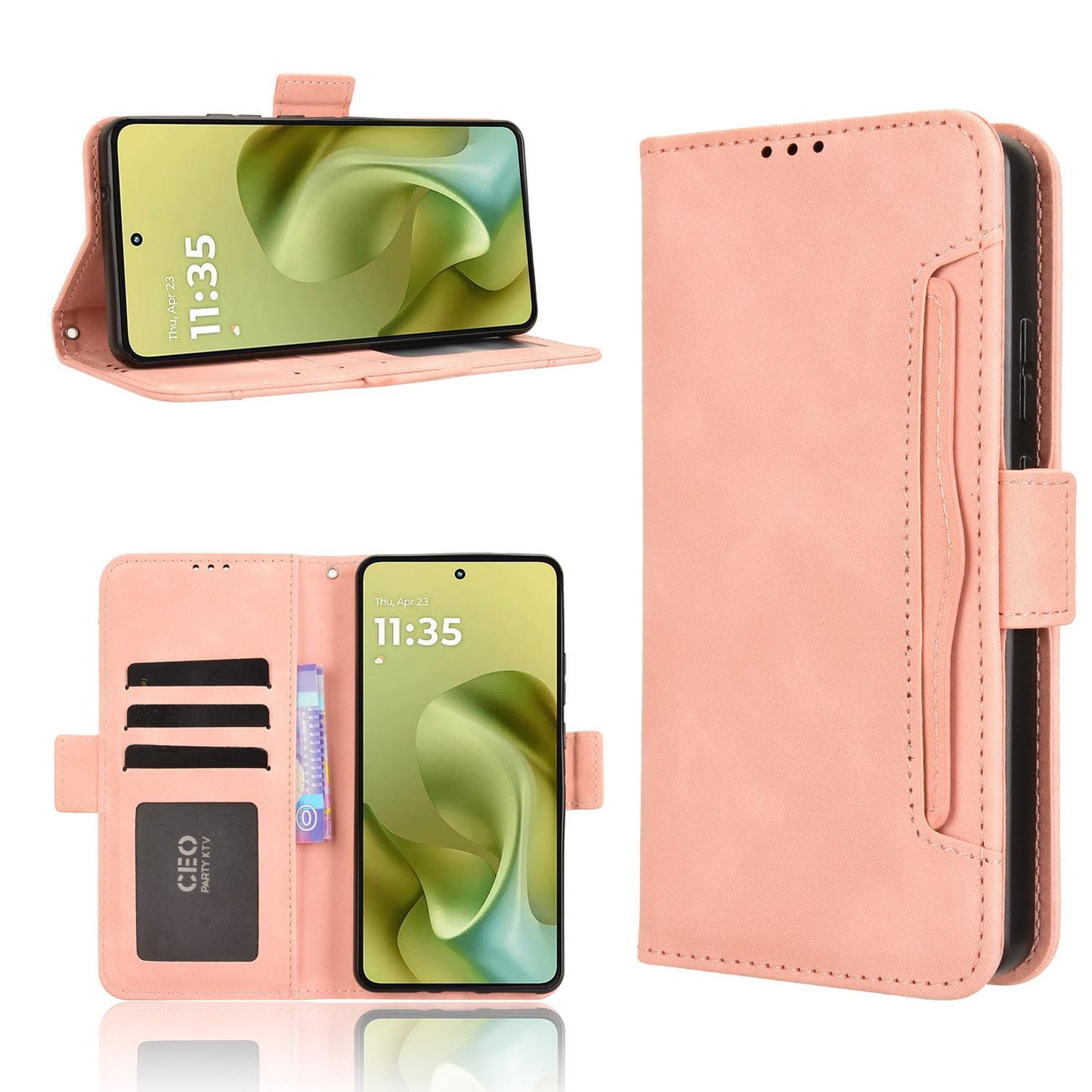 Motorola Moto G86 Power 5G Skin Feel PU Leather Wallet Phone Case with Card Slots, Cash Pocket, Magnetic Closure, Built-In Stand, Full Protection TPU Cover