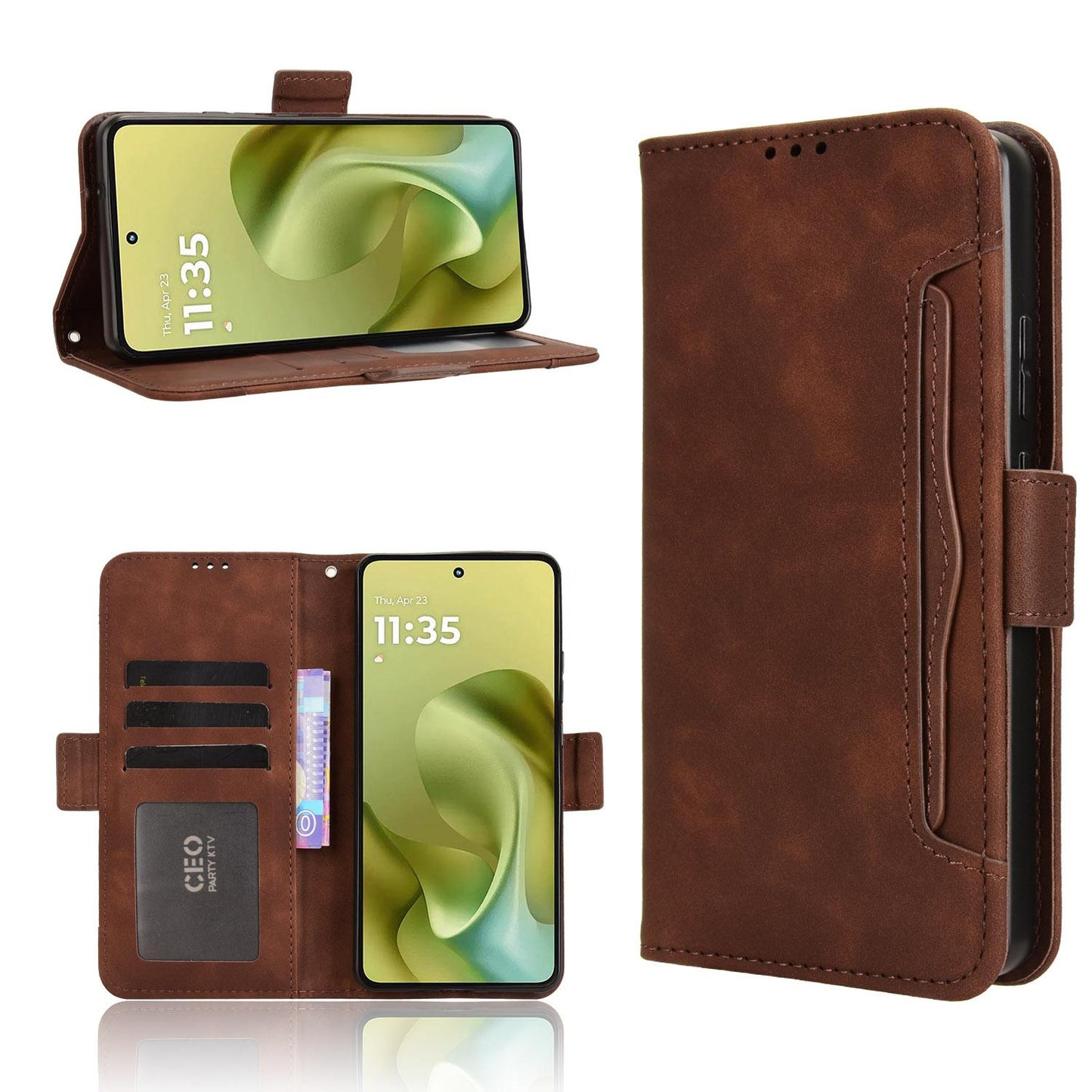 Motorola Moto G86 Power 5G Skin Feel PU Leather Wallet Phone Case with Card Slots, Cash Pocket, Magnetic Closure, Built-In Stand, Full Protection TPU Cover