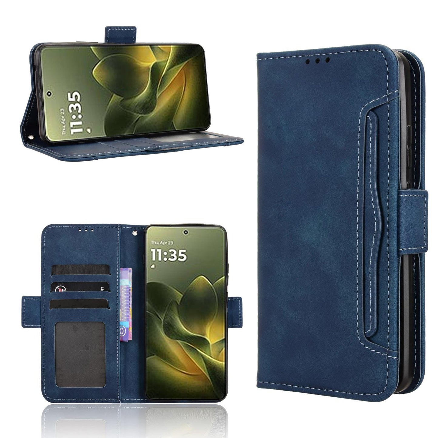 Motorola Edge 70 5G Skin Feel PU Leather Wallet Phone Case with Card Slots, Cash Pocket, Magnetic Closure, Built-In Stand, Full Protection TPU Cover