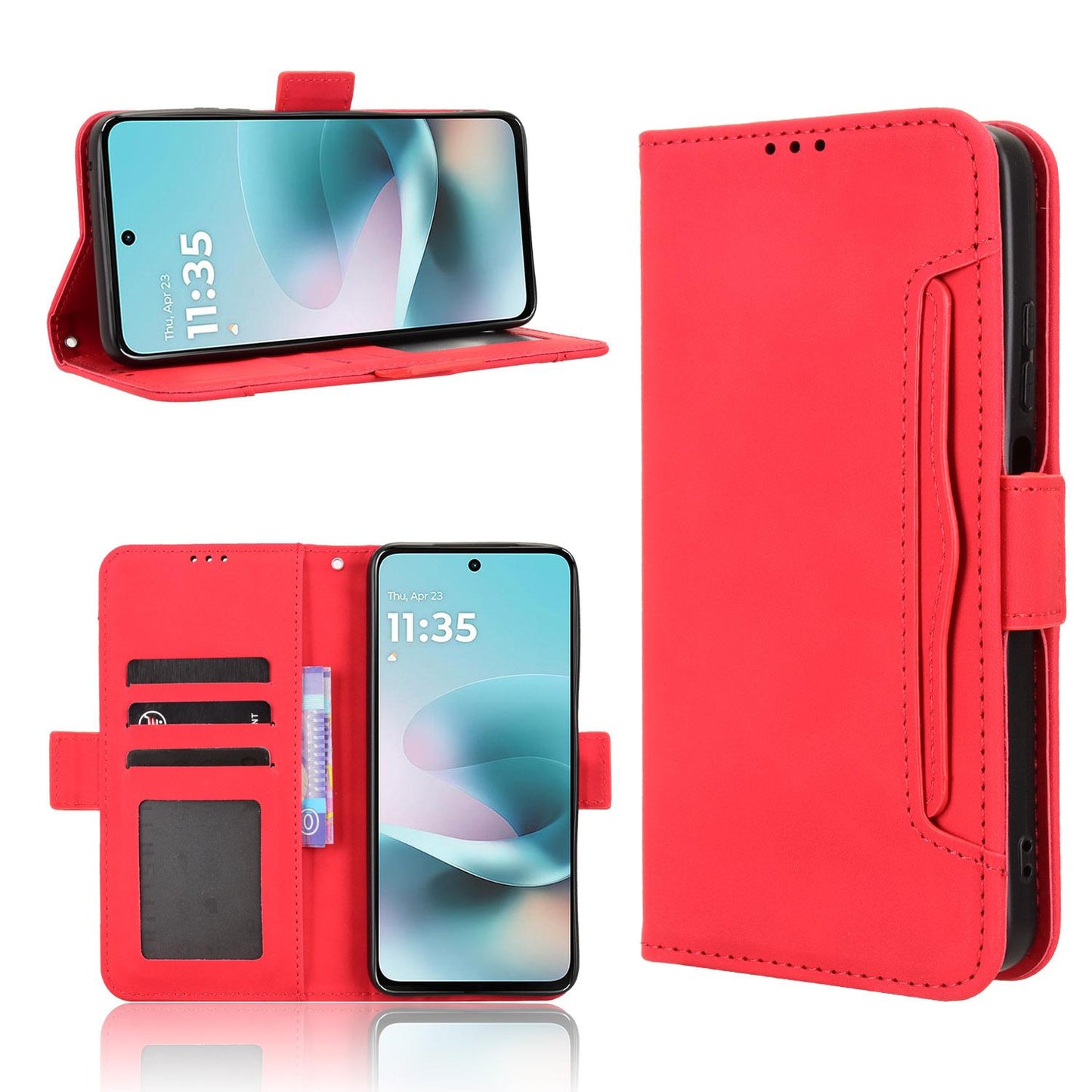 Motorola Moto G67 Power Skin Feel PU Leather Wallet Phone Case with Card Slots, Cash Pocket, Magnetic Closure, Built-In Stand, Full Protection TPU Cover
