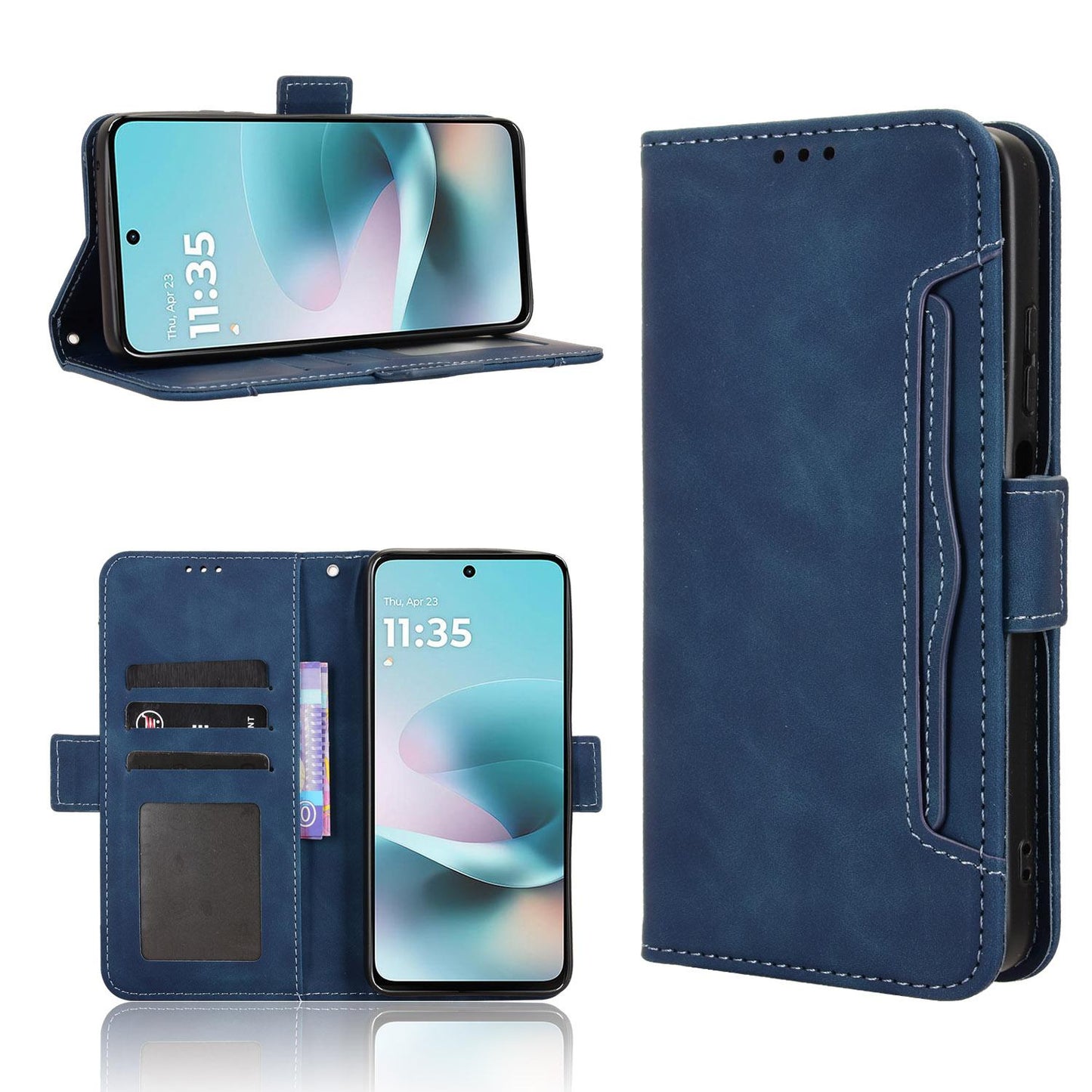 Motorola Moto G67 Power Skin Feel PU Leather Wallet Phone Case with Card Slots, Cash Pocket, Magnetic Closure, Built-In Stand, Full Protection TPU Cover