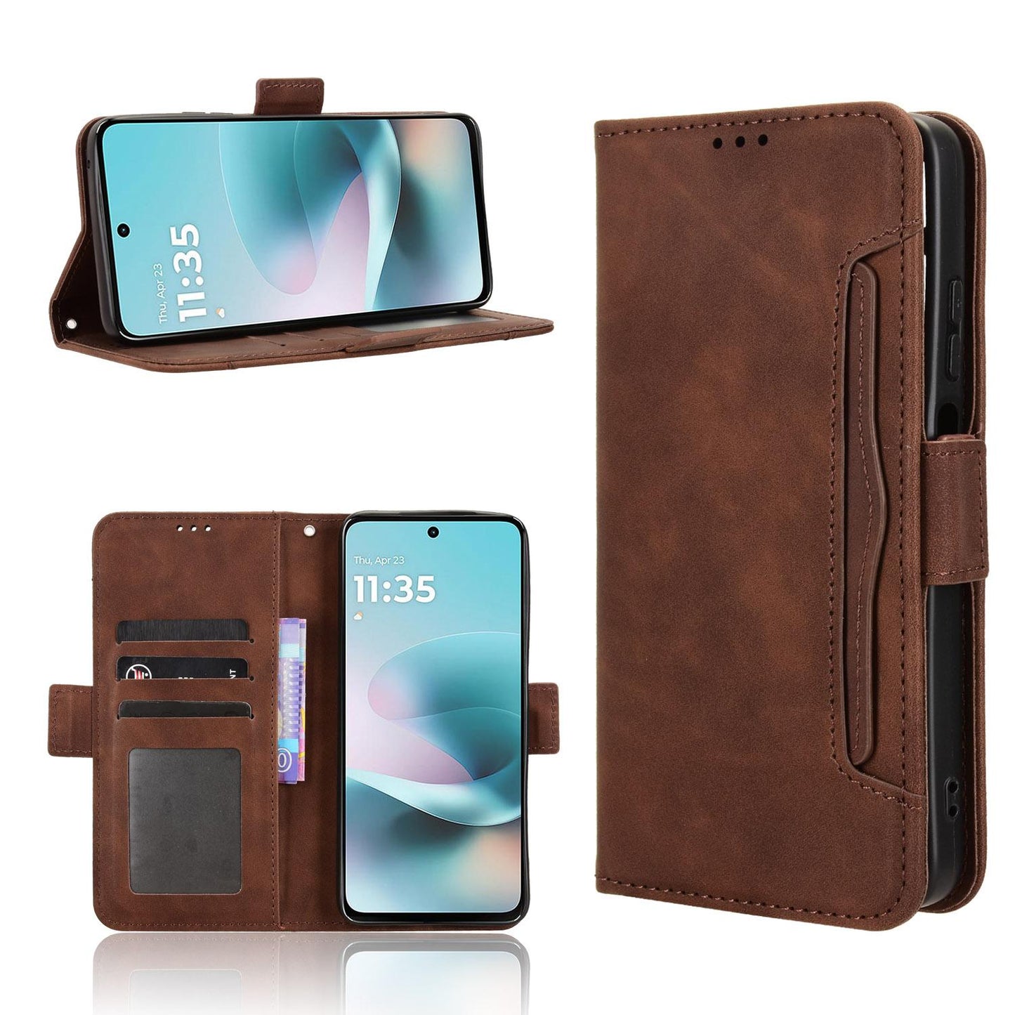 Motorola Moto G57 Power Skin Feel PU Leather Wallet Phone Case with Card Slots, Cash Pocket, Magnetic Closure, Built-In Stand, Full Protection TPU Cover