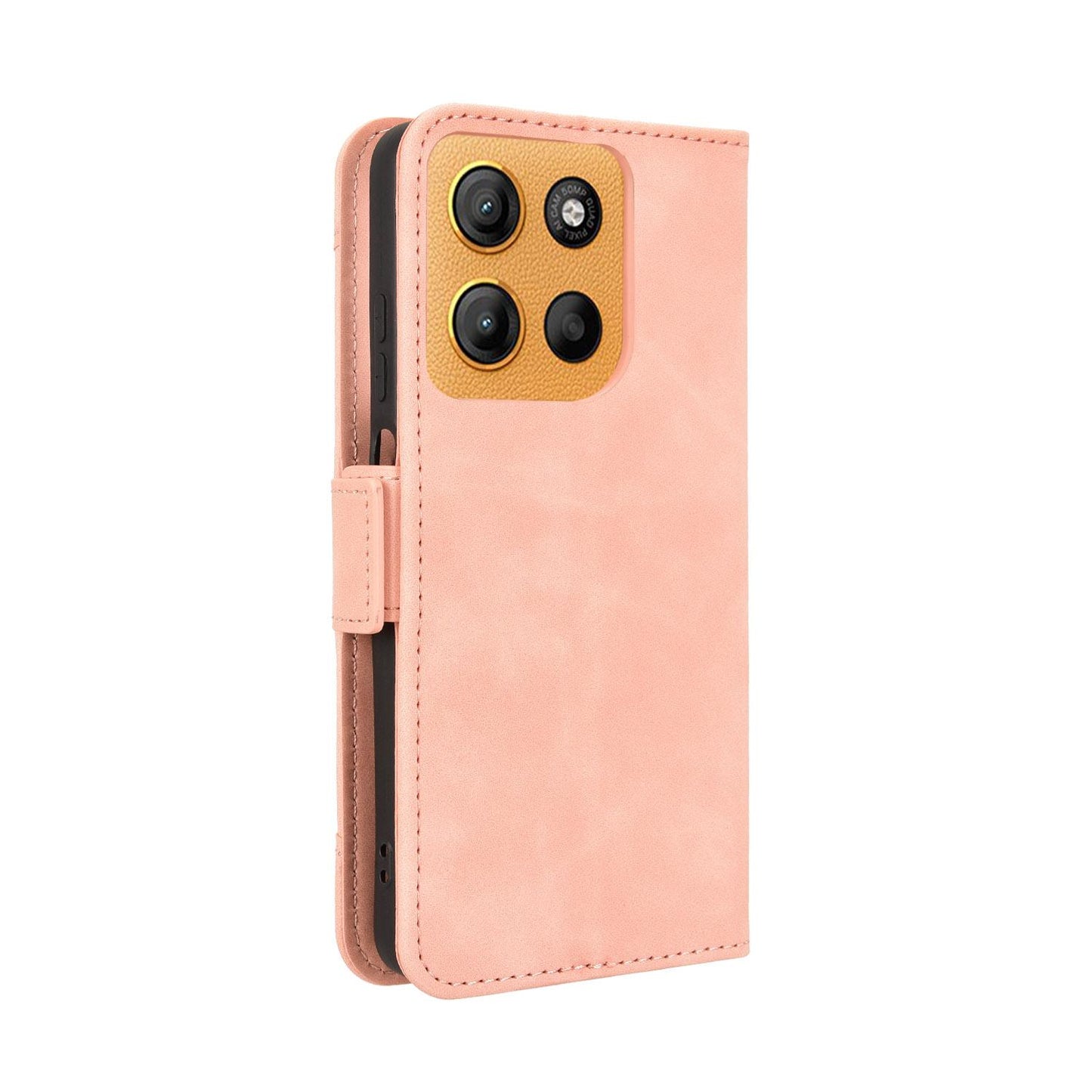 Motorola Moto G17 Skin Feel PU Leather Wallet Phone Case with Card Slots, Cash Pocket, Magnetic Closure, Built-In Stand, Full Protection TPU Cover