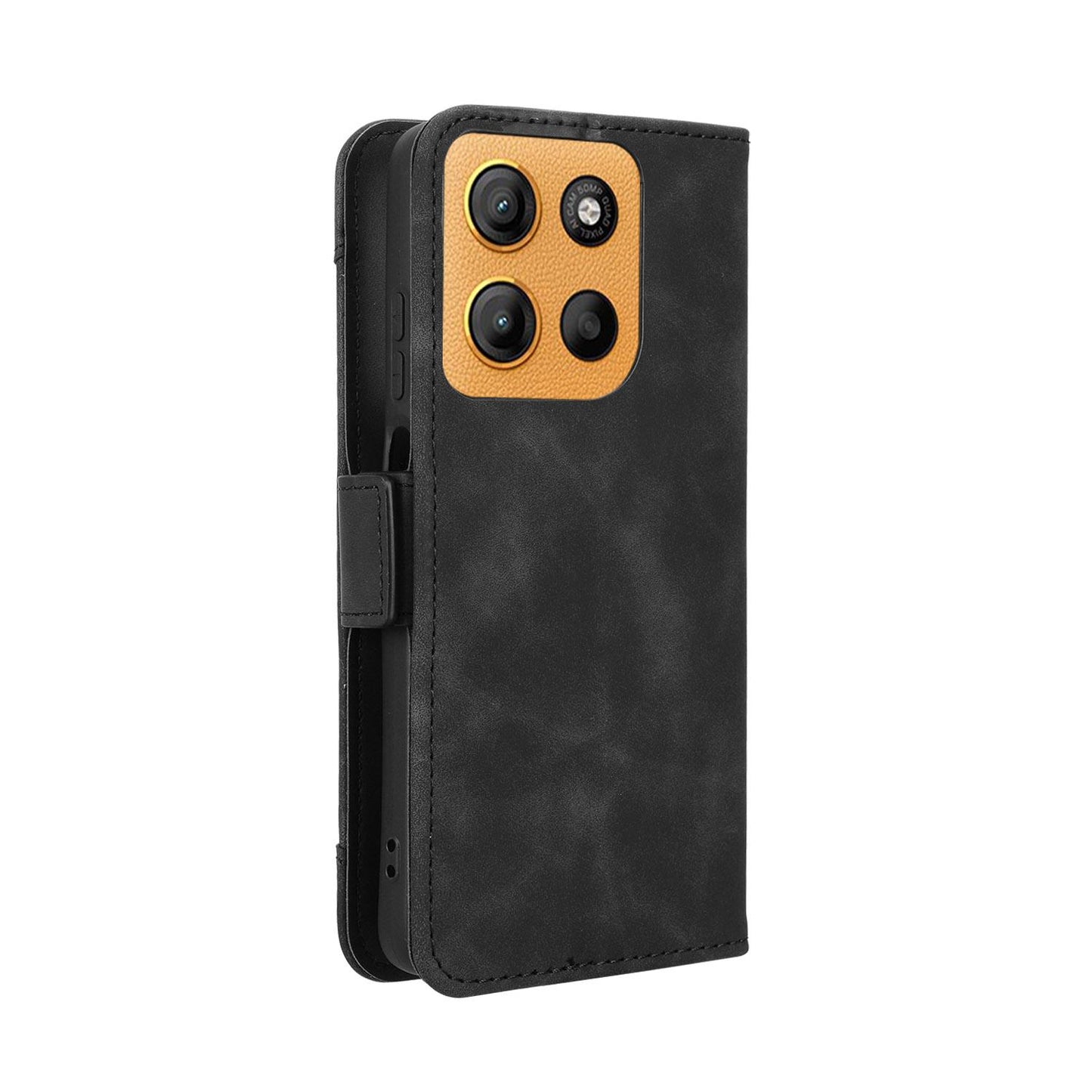 Motorola Moto G17 Power 4G Skin Feel PU Leather Wallet Phone Case with Card Slots, Cash Pocket, Magnetic Closure, Built-In Stand, Full Protection TPU Cover