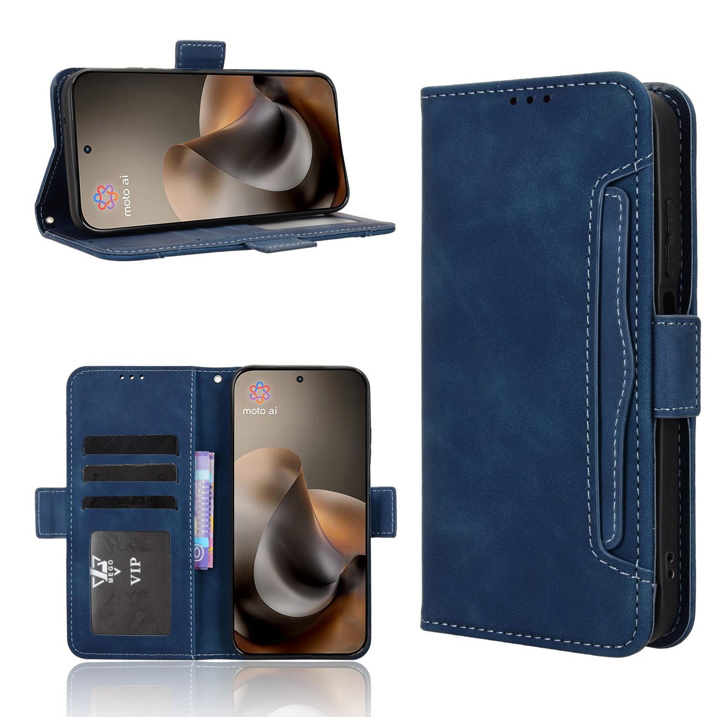 Motorola Moto G77 5G Skin Feel PU Leather Wallet Phone Case with Card Slots, Cash Pocket, Magnetic Closure, Built-In Stand, Full Protection TPU Cover