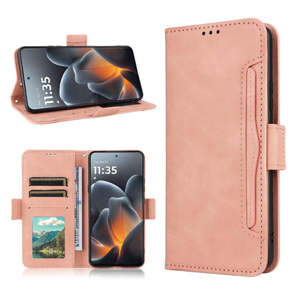 Motorola Moto X70 Air Pro Skin Feel PU Leather Wallet Phone Case with Card Slots, Cash Pocket, Magnetic Closure, Built-In Stand, Full Protection TPU Cover