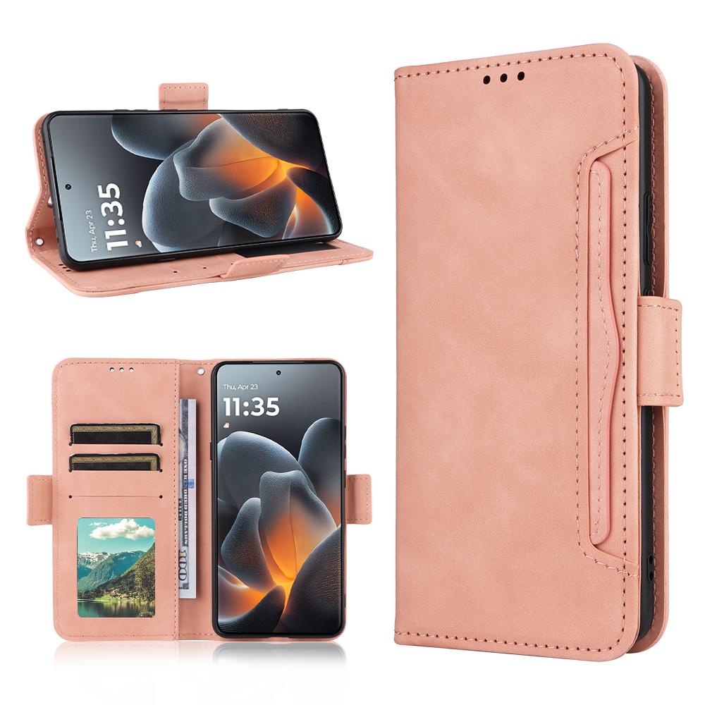 Motorola Signature 5G Skin Feel PU Leather Wallet Phone Case with Card Slots, Cash Pocket, Magnetic Closure, Built-In Stand, Full Protection TPU Cover