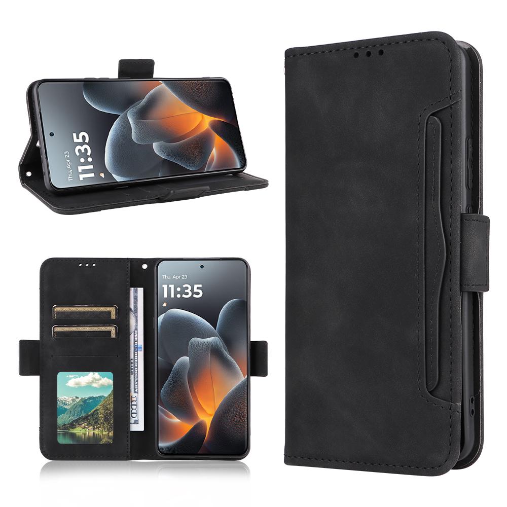 Motorola Signature 5G Skin Feel PU Leather Wallet Phone Case with Card Slots, Cash Pocket, Magnetic Closure, Built-In Stand, Full Protection TPU Cover