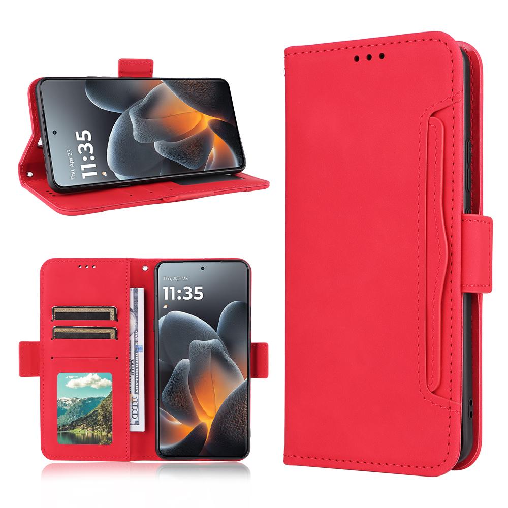 Motorola Moto X70 Air Pro Skin Feel PU Leather Wallet Phone Case with Card Slots, Cash Pocket, Magnetic Closure, Built-In Stand, Full Protection TPU Cover
