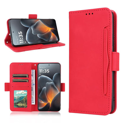 Motorola Moto X70 Air Pro Skin Feel PU Leather Wallet Phone Case with Card Slots, Cash Pocket, Magnetic Closure, Built-In Stand, Full Protection TPU Cover