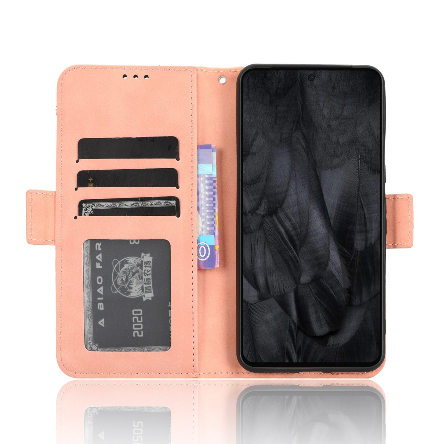 Google Pixel 8 Pro Skin Feel PU Leather Wallet Phone Case with Card Slots, Cash Pocket, Magnetic Closure, Built-In Stand, Full Protection TPU Cover