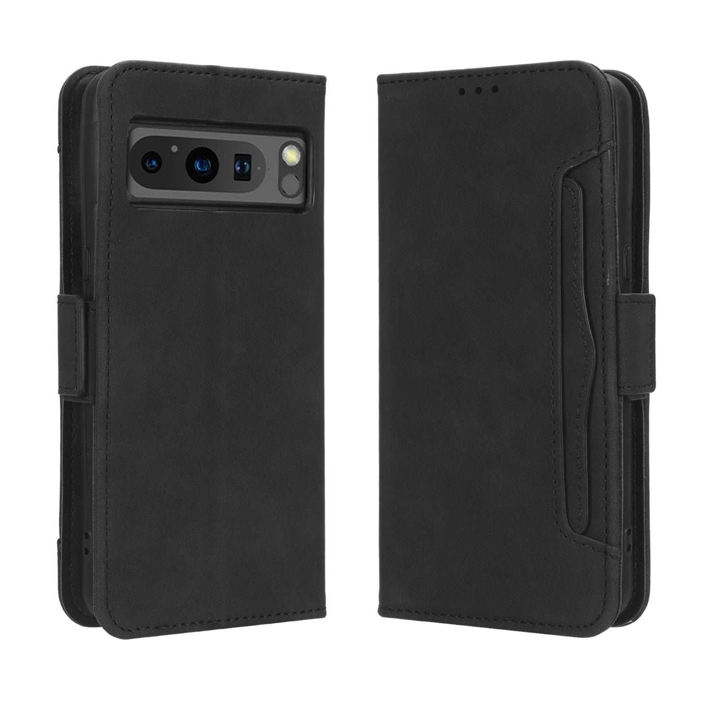 Google Pixel 8 Pro Skin Feel PU Leather Wallet Phone Case with Card Slots, Cash Pocket, Magnetic Closure, Built-In Stand, Full Protection TPU Cover
