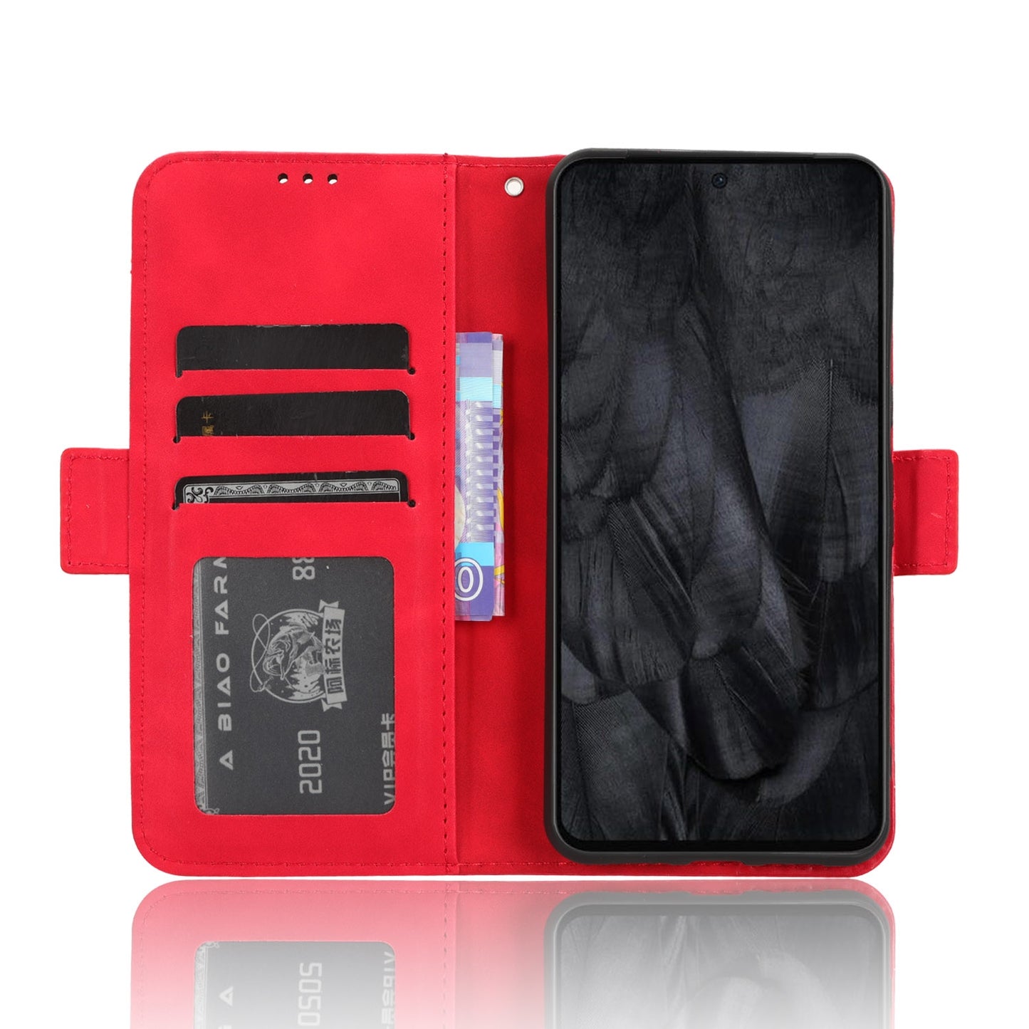 Google Pixel 8 Pro Skin Feel PU Leather Wallet Phone Case with Card Slots, Cash Pocket, Magnetic Closure, Built-In Stand, Full Protection TPU Cover