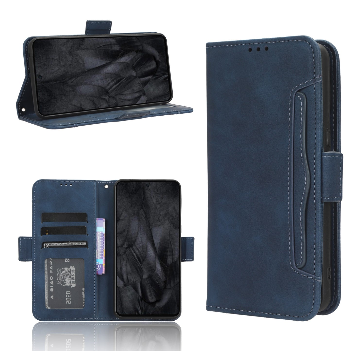 Google Pixel 8 Pro Skin Feel PU Leather Wallet Phone Case with Card Slots, Cash Pocket, Magnetic Closure, Built-In Stand, Full Protection TPU Cover