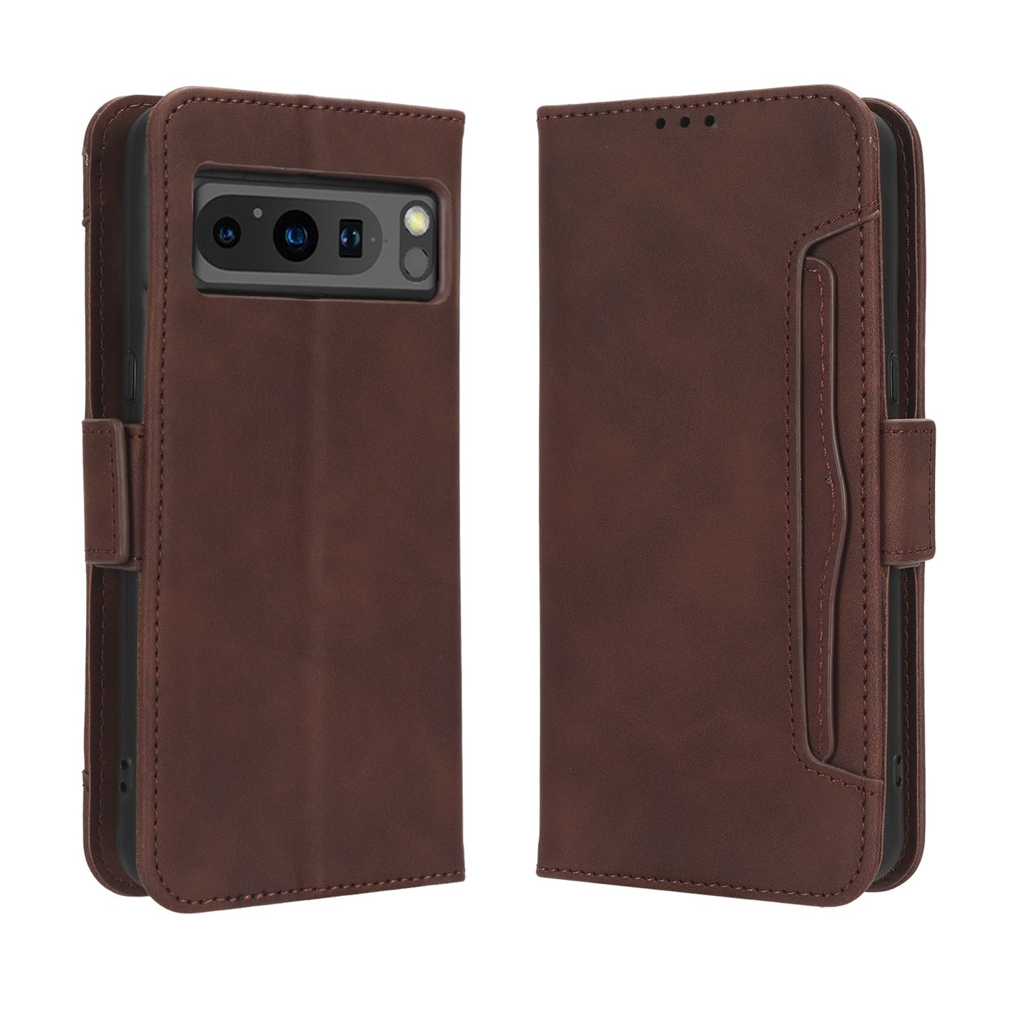 Google Pixel 8 Pro Skin Feel PU Leather Wallet Phone Case with Card Slots, Cash Pocket, Magnetic Closure, Built-In Stand, Full Protection TPU Cover
