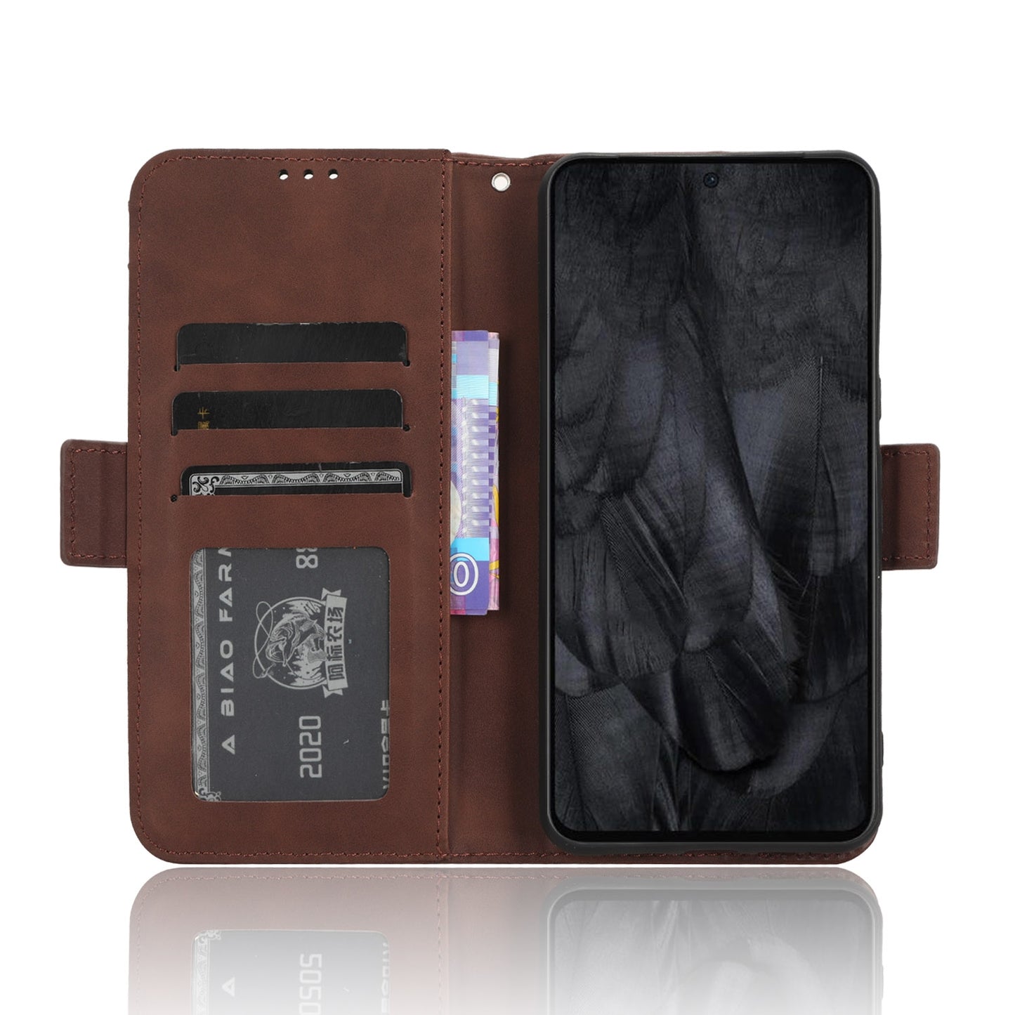 Google Pixel 8 Pro Skin Feel PU Leather Wallet Phone Case with Card Slots, Cash Pocket, Magnetic Closure, Built-In Stand, Full Protection TPU Cover