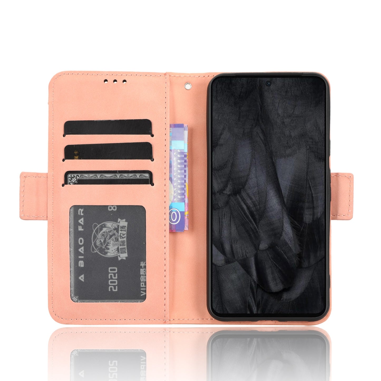 Google Pixel 8 Skin Feel PU Leather Wallet Phone Case with Card Slots, Cash Pocket, Magnetic Closure, Built-In Stand, Full Protection TPU Cover