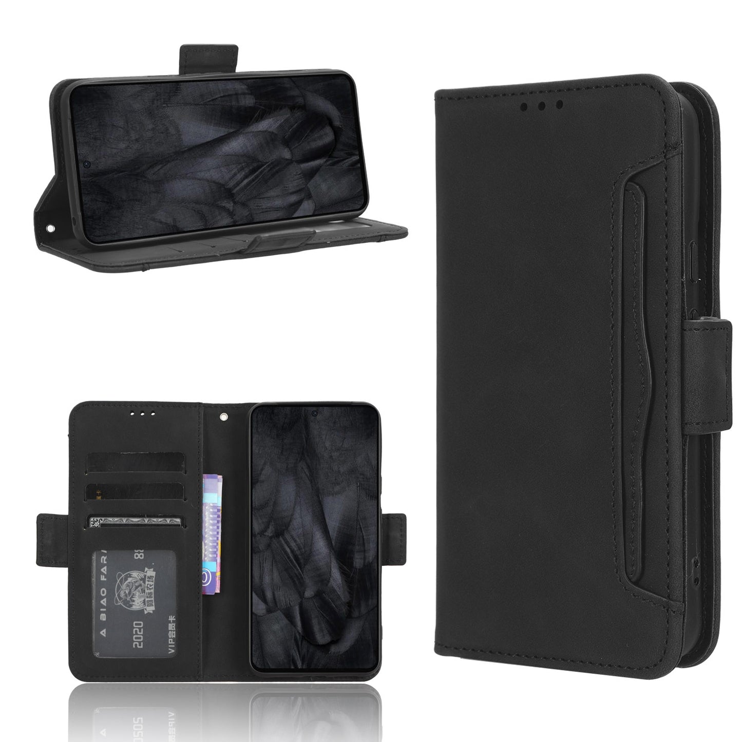Google Pixel 8 Skin Feel PU Leather Wallet Phone Case with Card Slots, Cash Pocket, Magnetic Closure, Built-In Stand, Full Protection TPU Cover