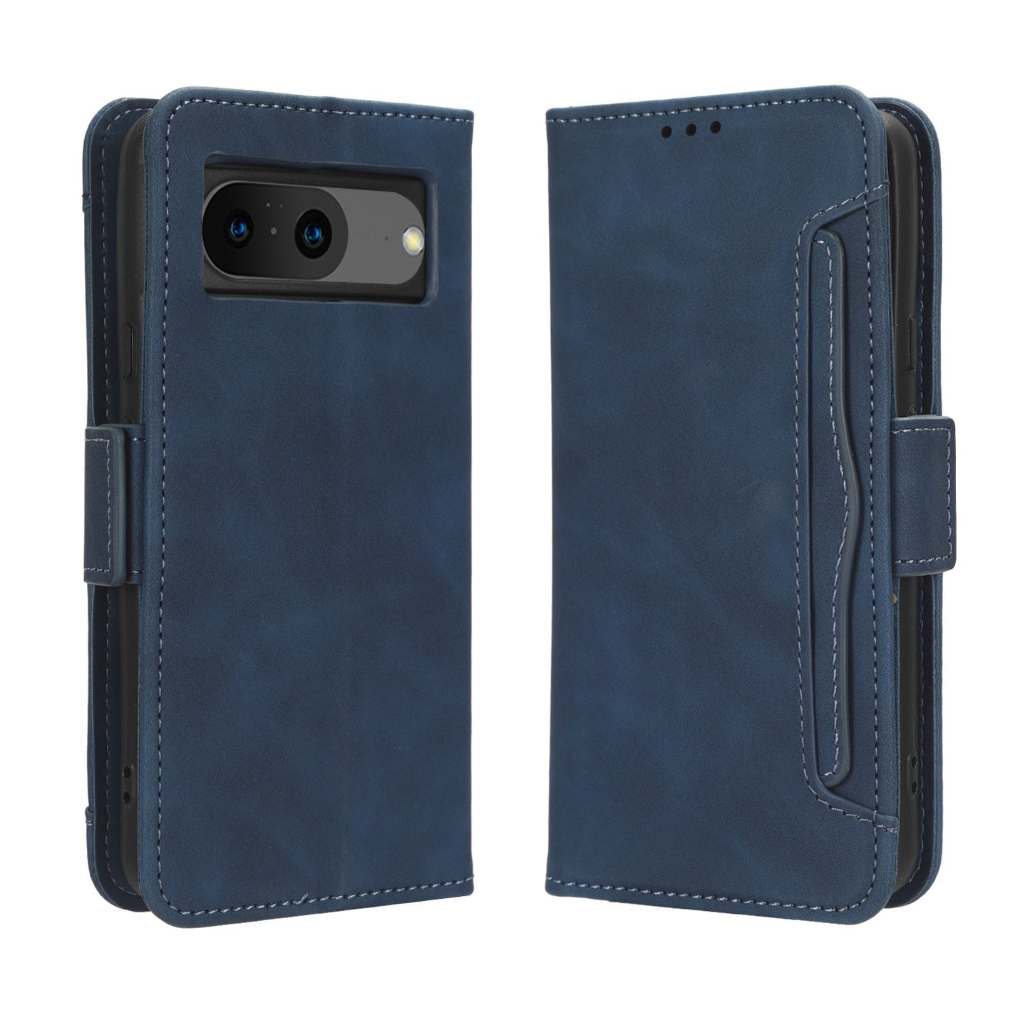 Google Pixel 8 Skin Feel PU Leather Wallet Phone Case with Card Slots, Cash Pocket, Magnetic Closure, Built-In Stand, Full Protection TPU Cover