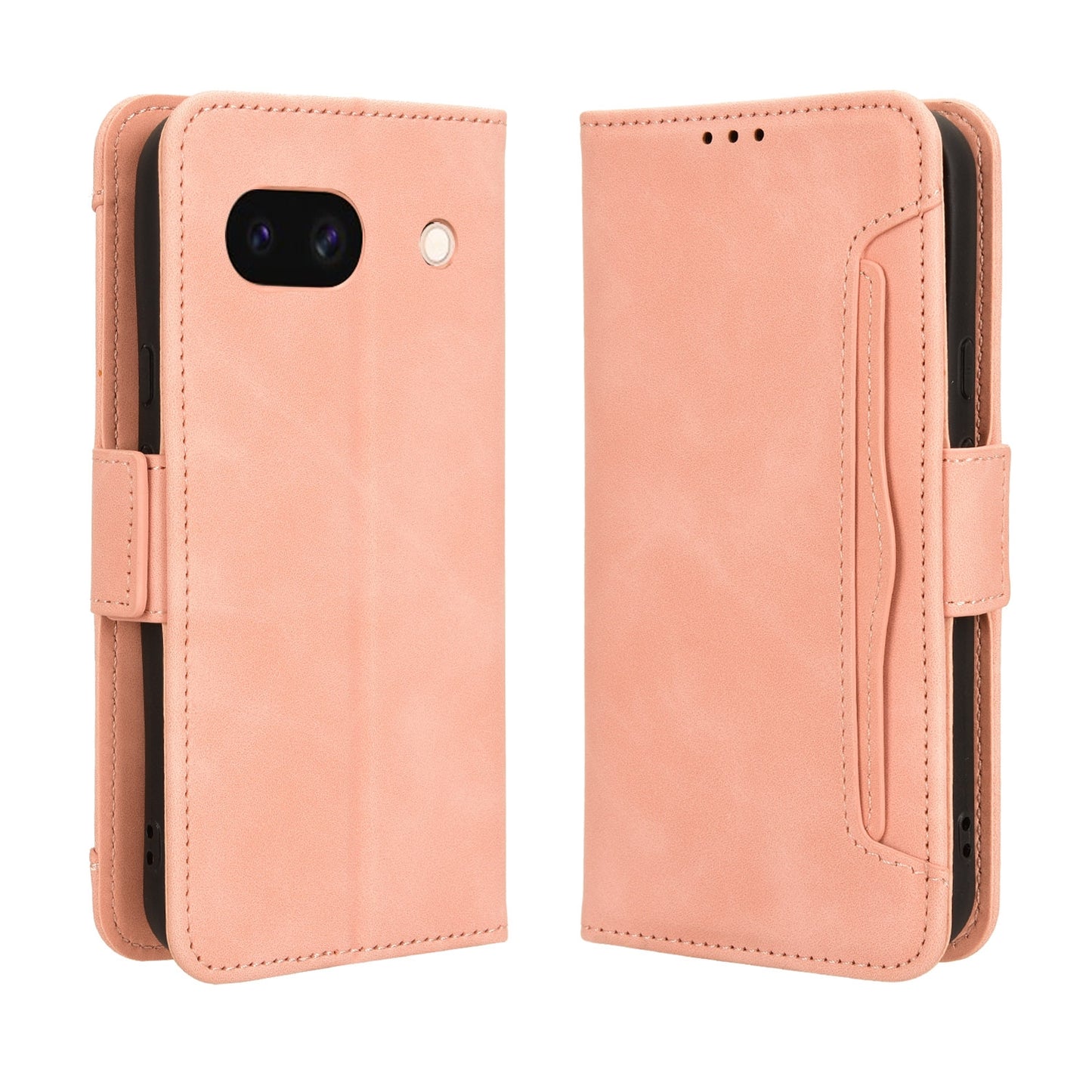 Google Pixel 8a Skin Feel PU Leather Wallet Phone Case with Card Slots, Cash Pocket, Magnetic Closure, Built-In Stand, Full Protection TPU Cover