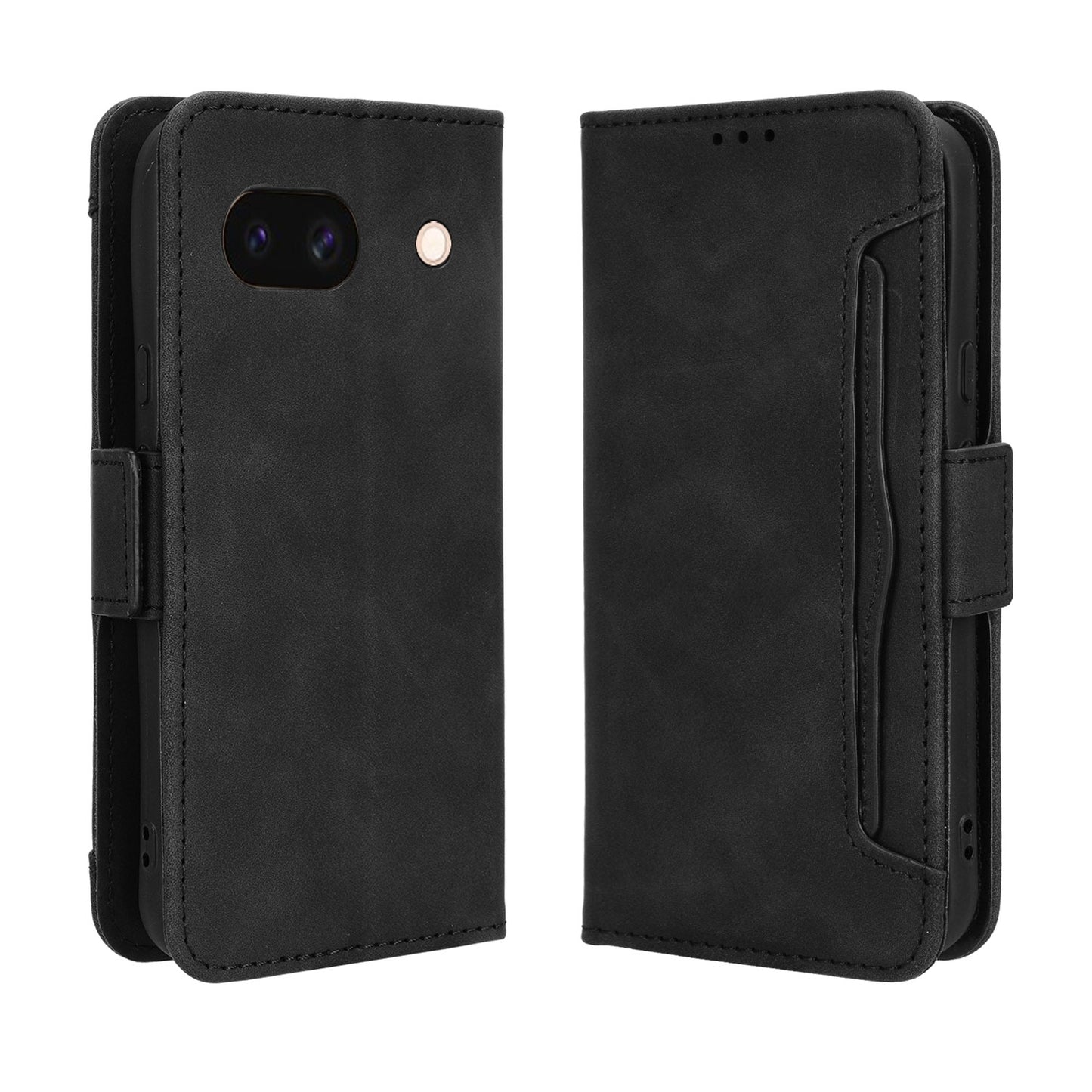 Google Pixel 8a Skin Feel PU Leather Wallet Phone Case with Card Slots, Cash Pocket, Magnetic Closure, Built-In Stand, Full Protection TPU Cover