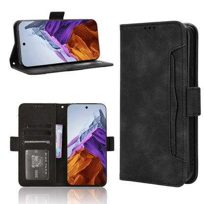 Google Pixel 9 Pro Skin Feel PU Leather Wallet Phone Case with Card Slots, Cash Pocket, Magnetic Closure, Built-In Stand, Full Protection TPU Cover