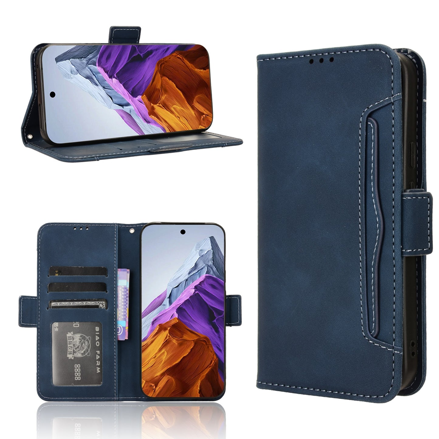 Google Pixel 9 Skin Feel PU Leather Wallet Phone Case with Card Slots, Cash Pocket, Magnetic Closure, Built-In Stand, Full Protection TPU Cover