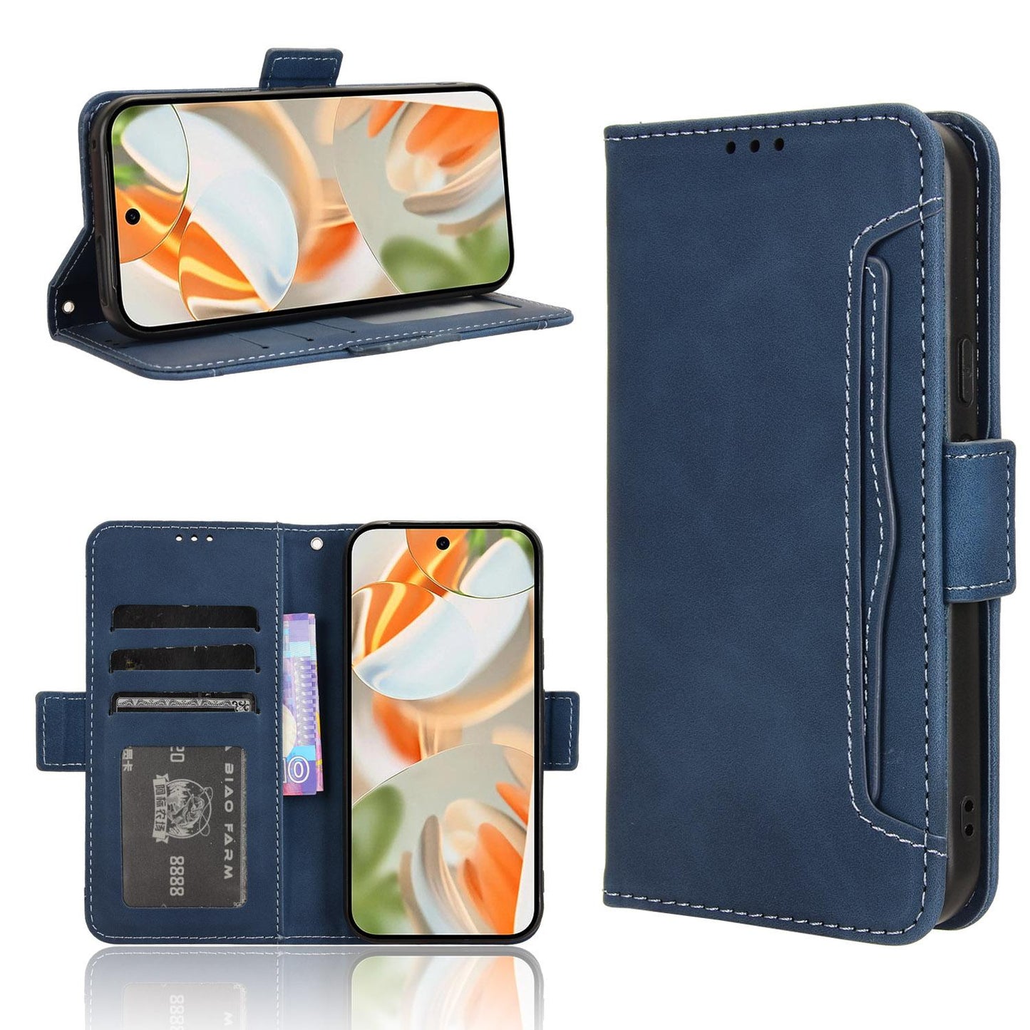 Google Pixel 10 Pro Skin Feel PU Leather Wallet Phone Case with Card Slots, Cash Pocket, Magnetic Closure, Built-In Stand, Full Protection TPU Cover