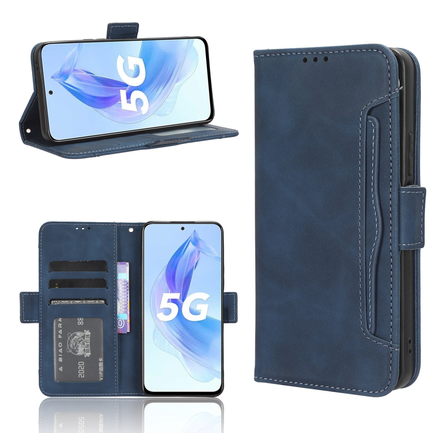 Honor X50i Skin Feel PU Leather Wallet Phone Case with Card Slots, Cash Pocket, Magnetic Closure, Built-In Stand, Full Protection TPU Cover