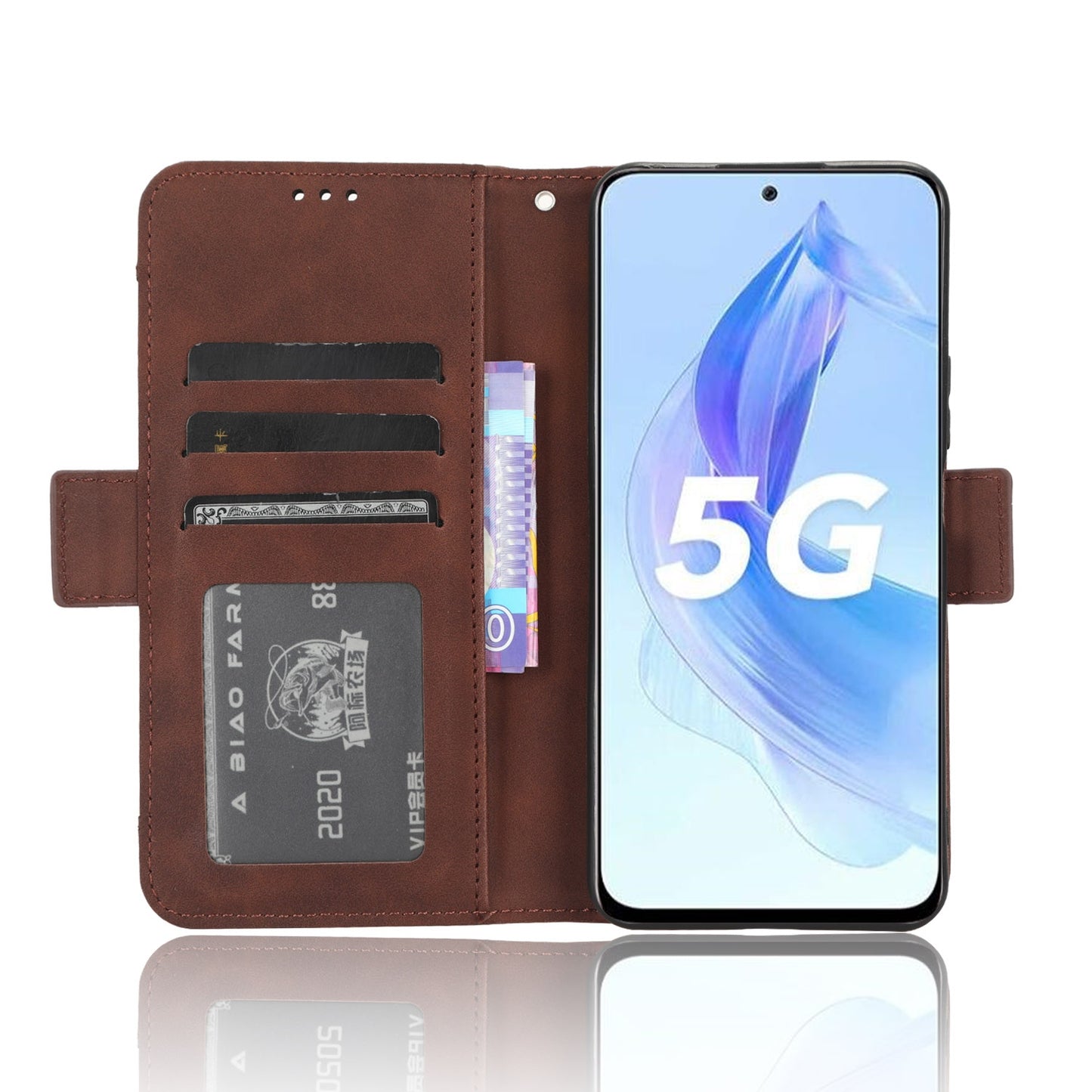 Honor X50i Skin Feel PU Leather Wallet Phone Case with Card Slots, Cash Pocket, Magnetic Closure, Built-In Stand, Full Protection TPU Cover