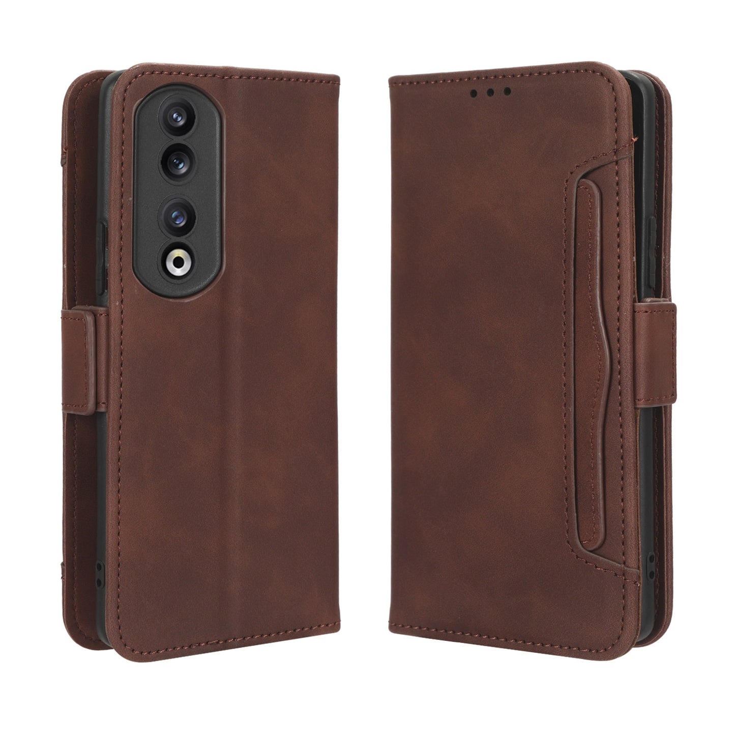 Honor 90 Pro 5G Skin Feel PU Leather Wallet Phone Case with Card Slots, Cash Pocket, Magnetic Closure, Built-In Stand, Full Protection TPU Cover