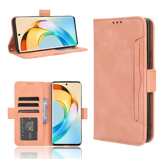 Honor X50 Skin Feel PU Leather Wallet Phone Case with Card Slots, Cash Pocket, Magnetic Closure, Built-In Stand, Full Protection TPU Cover
