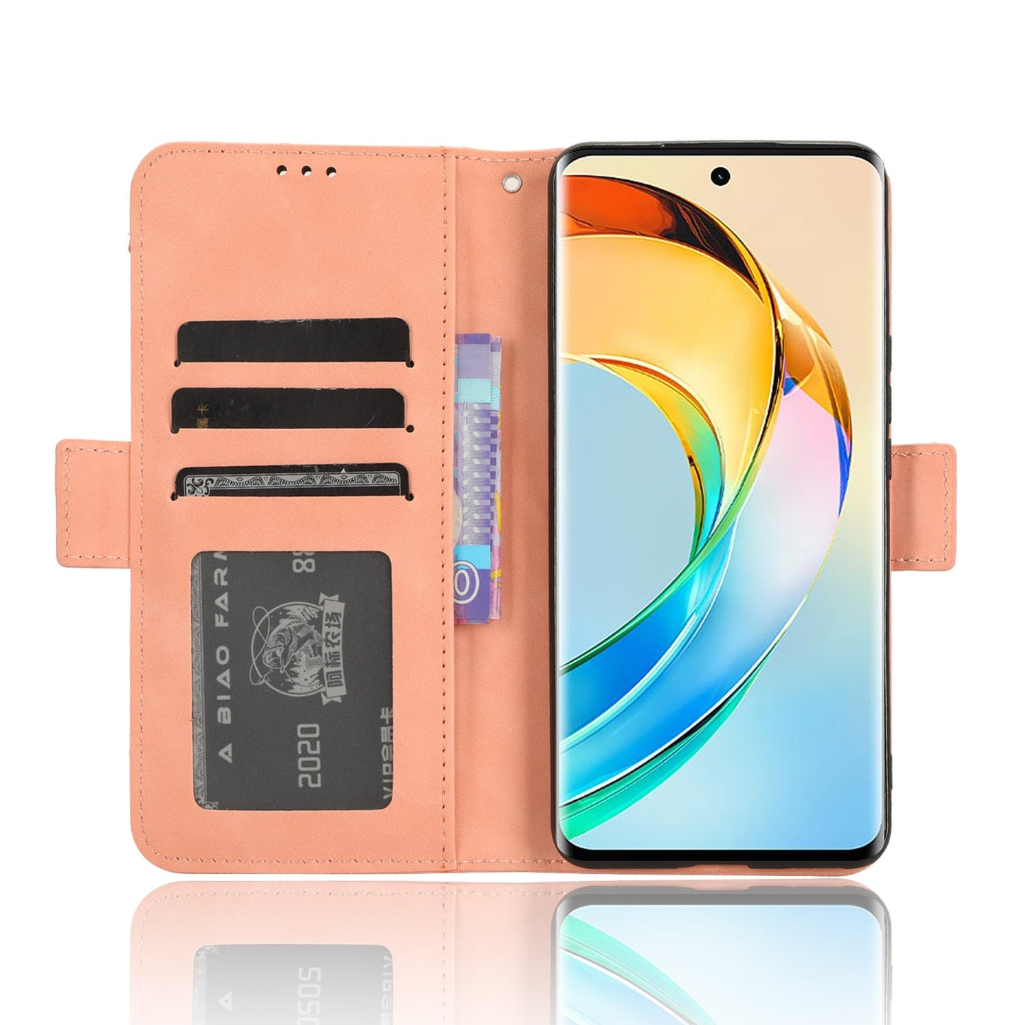 Honor X50 Skin Feel PU Leather Wallet Phone Case with Card Slots, Cash Pocket, Magnetic Closure, Built-In Stand, Full Protection TPU Cover