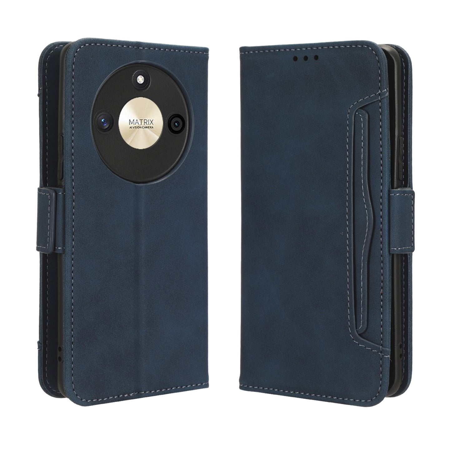 Honor X50 Skin Feel PU Leather Wallet Phone Case with Card Slots, Cash Pocket, Magnetic Closure, Built-In Stand, Full Protection TPU Cover