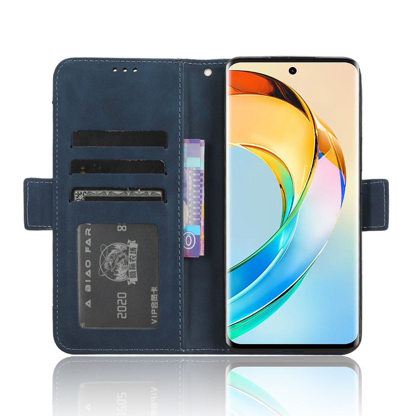 Honor X50 Skin Feel PU Leather Wallet Phone Case with Card Slots, Cash Pocket, Magnetic Closure, Built-In Stand, Full Protection TPU Cover