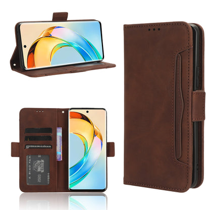 Honor X50 Skin Feel PU Leather Wallet Phone Case with Card Slots, Cash Pocket, Magnetic Closure, Built-In Stand, Full Protection TPU Cover