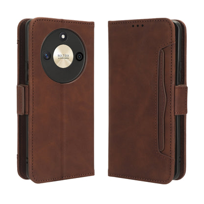 Honor X50 Skin Feel PU Leather Wallet Phone Case with Card Slots, Cash Pocket, Magnetic Closure, Built-In Stand, Full Protection TPU Cover