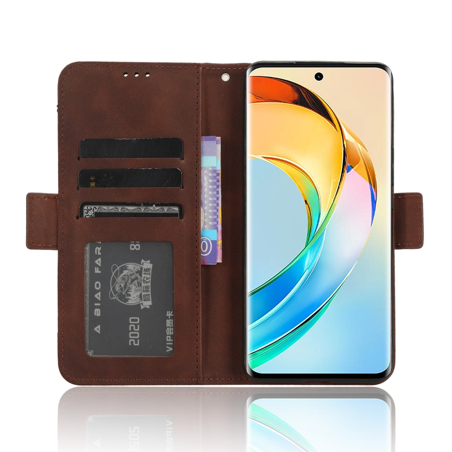Honor X50 Skin Feel PU Leather Wallet Phone Case with Card Slots, Cash Pocket, Magnetic Closure, Built-In Stand, Full Protection TPU Cover