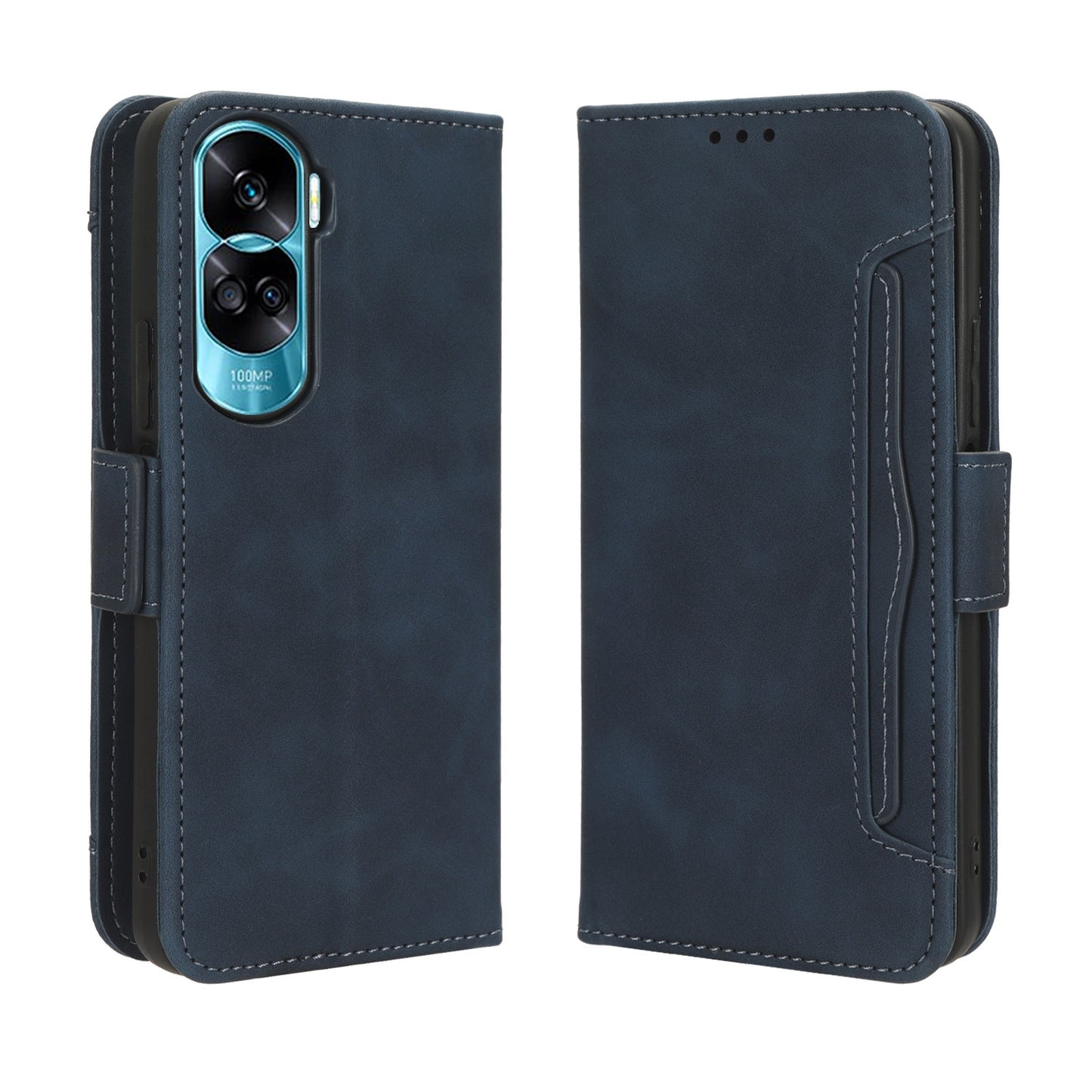 Honor X50i Big Hole Skin Feel PU Leather Wallet Phone Case with Card Slots, Cash Pocket, Magnetic Closure, Built-In Stand, Full Protection TPU Cover