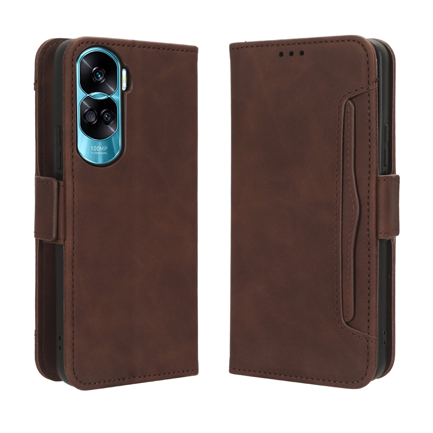 Honor X50i Big Hole Skin Feel PU Leather Wallet Phone Case with Card Slots, Cash Pocket, Magnetic Closure, Built-In Stand, Full Protection TPU Cover
